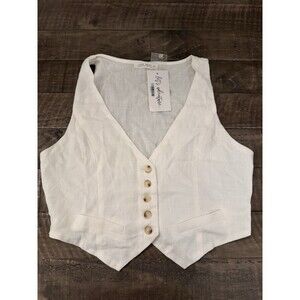 12th Tribe Button Up Vest, Large, New With Tags, Shell Viscose/linen